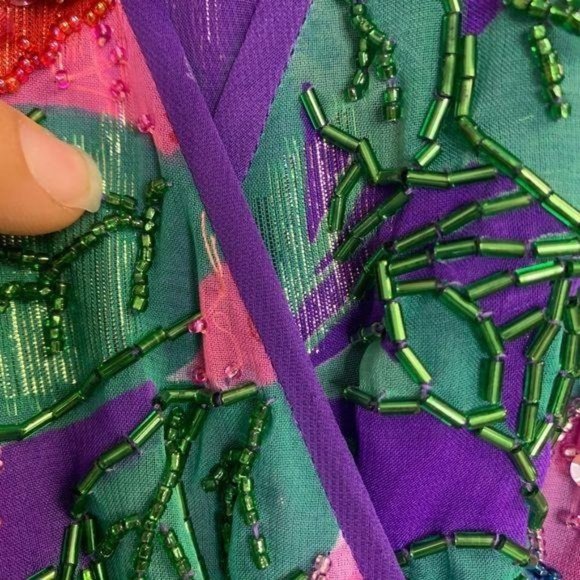 Vintage 90s Diane Freis Original Georgette Floral Maxi Dress Large - Picture 12 of 16